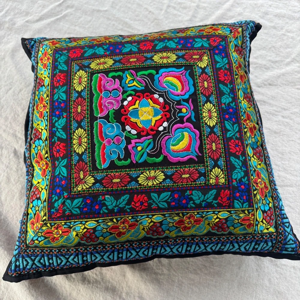 Vintage Miao Hmong Embroidered Pillow 17